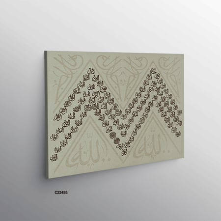 لوحة جدارية كانفس أسماء الله الحسني اسود ورمادي