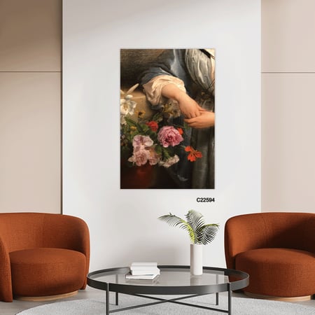 لوحة جدارية مودرن فتاة مع ازهار