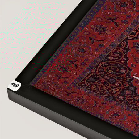 لوحة جدارية كانفس عبارة (عليكم السلام ) خط عربي ونقوش سجاد أحمر كحلي وابيض