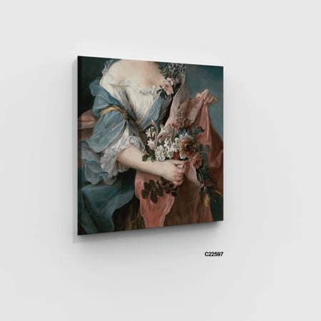لوحة جدارية كانفس فتاة حاملة للازهار