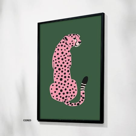 لوحة جدارية فنية فهد باللون الوردي