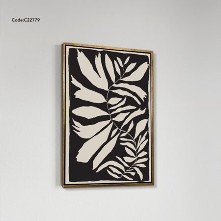 لوحة جدارية كانفس لوحة جدارية كانفس بتصميم لأوراق الشجر بشكل انسيابي