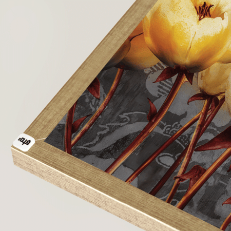 لوحة جدارية كانفس ورود تدرجات البني والأصفر مع الرمادي