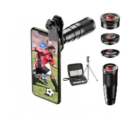 طقم عدسات للهواتف الذكية 6 في 1 ميكرسكوب تقريب 22 مرة