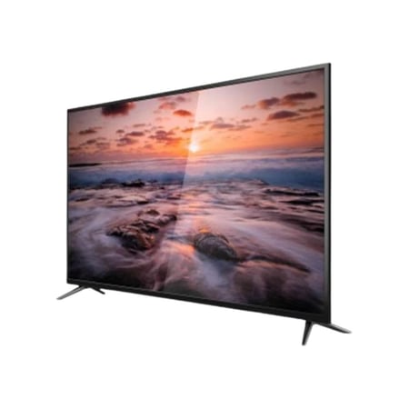 تلفزيون LED يعرض مشهد ممر خشبي باتجاه الشمس عند الغروب