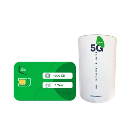 راوتر 5G Digitech S1 مع شريحة سلام 1000 جيجا | اتصال فائق وWiFi 6 لمدة سنة