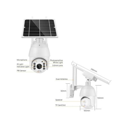 لوحة طاقة شمسية مدمجة على كاميرا مراقبة خارجية بتقنية 4G