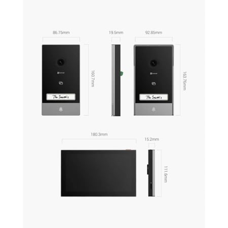 أبعاد شاشة وكاميرا انتركوم ezviz لتسهيل التركيب