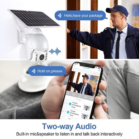 كاميرا مراقبة شمسية بدقة عالية مع صوت ثنائي الاتجاه ومراقبة عبر التطبي