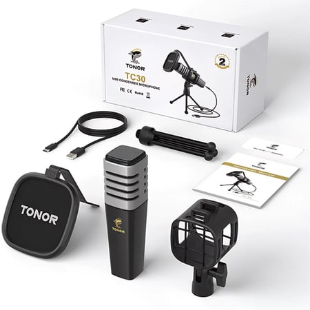 مايكروفون  Tonor TC-30 USB  كوندنسر – صوت احترافي واضح للبث المباشر، البودكاست، التسجيل الصوتي والعمل عن بُعد مع تصميم متطور وسهولة في الاستخدام