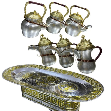 صينية مع 3 دلال مع 3 أباريق للأستخدام اليومي نحاس الأصلي درجة أولى