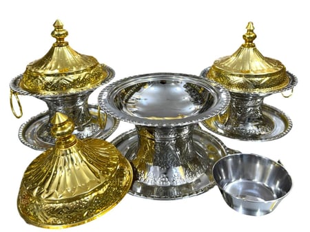 تمريات او مقاديع للتمر طقم 3 حبات الملكي ذهبي وفضي