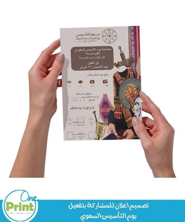 تصميم اعلان  للمشاركة بتفعيل  يوم التأسيس السعوي