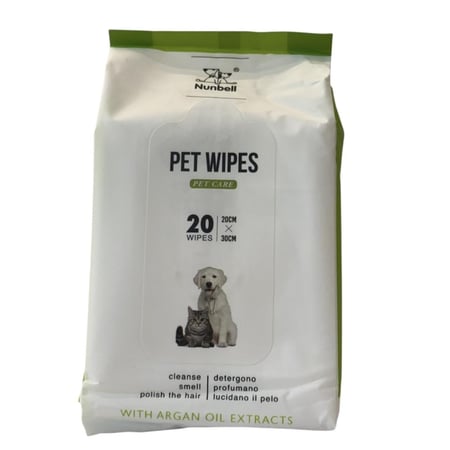 مناديل نونبيل مبللة للحيوانات الأليفة - بدون رائحة 20 قطعة