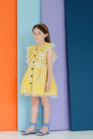 فستان اصفر بأزارير