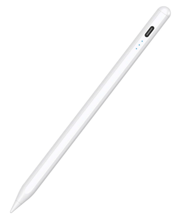 قلم ستايلس للآيباد بدقة عالية مع رفض راحة اليد وحساسية الإمالة – متوافق مع iPad 2018-2023 وiPad Pro 11/12.9 وiPad Air 3/4/5 وiPad Mini 5/6 – شحن Type-C - أبيض