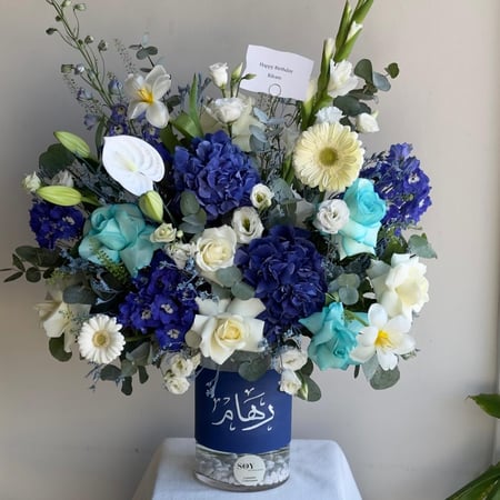 فازة ورد ازرق فاخرة - هدايا جدة
