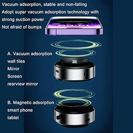 مثبت وستاند جوال مغناطيسي ماج سيف شفط الكتروني - اسود