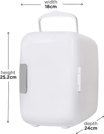ثلاجة صغيرة الحجم سعة 4 لتر من دينكس بتصميم محمول للمشروبات ومستحضرات التجميل والمكياج والعناية بالبشرة لون ابيض للمنزل والسيارة DX2057