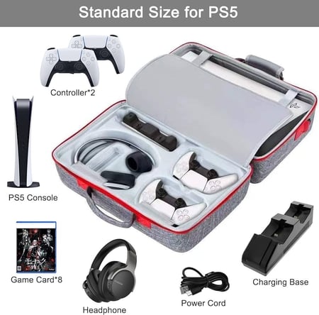 شنطة جهاز PS5 كبيرة اللون رمادي