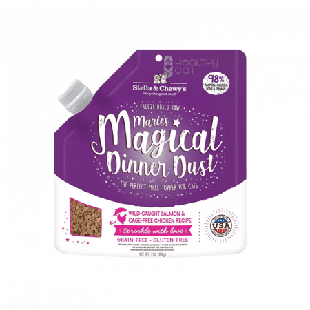 الغبار السحري بنكهة الدجاج والسالمون من شركة Stella Chewy's