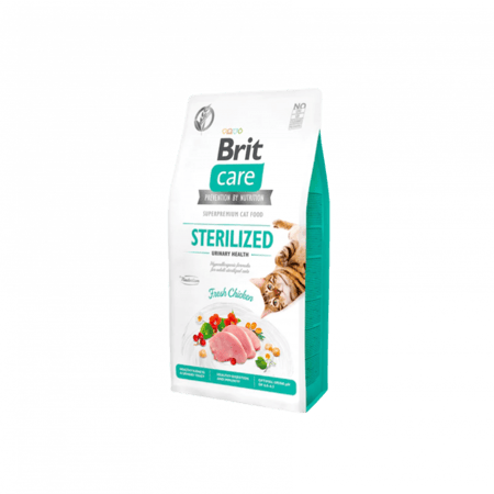 طعام جاف للقطط المعقمة بالدجاج لمساعدة على صحة المسالك البولية 2 كيلو من شركة Brit