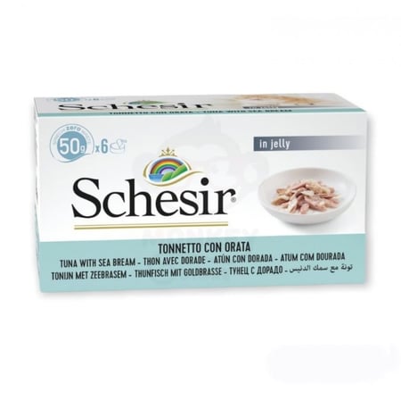 معلبات سمك التونا مع سمك الدينيس في الجیلي من شركة Schesir