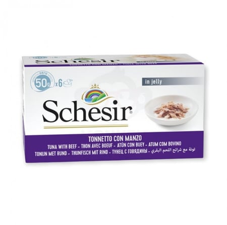 معلبات سمك التونا مع اللحم البقري في الجلي من شركة Schesir