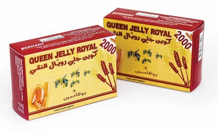 كوين رويال جيلي 2000 النقي + يوهامبين - 30 كبسولة - مكمل غذائي من ايكهارت امريكا