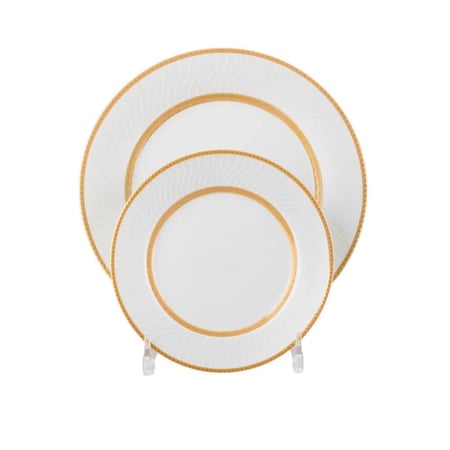 طقم عشاء بورسلان ابيض وذهبي فاخر 45 قطعة 6 اشخاص