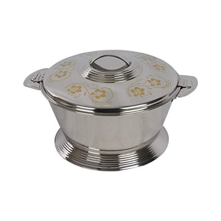 حافظة طعام مكسيما ستانلس ستيل هندي لامعة بنقوش ذهبية فاخرة على الغطاء
