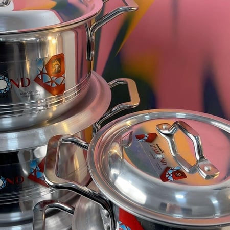 طقم قدور ألمنيوم فاخر ثقيل – 6 قدور