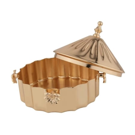 سكرية وتمرية دائرية موديل ميرال لون ذهبي كامل لامع مقاس 13 سم من السيف