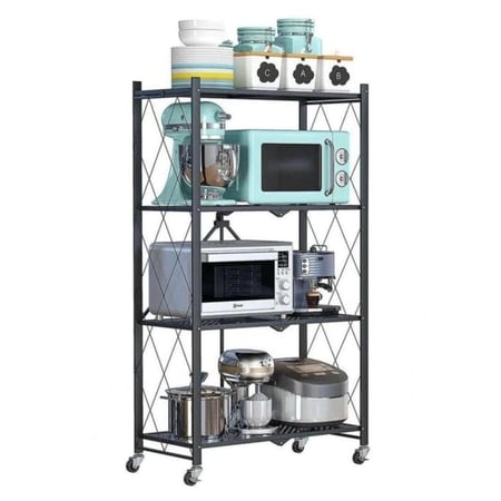 رفوف تخزين معدنية ذكية 5 أدوار - قابلة للطي مع عجلات