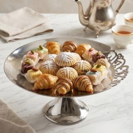 صحن تقديم استيل فضي - 30 سم