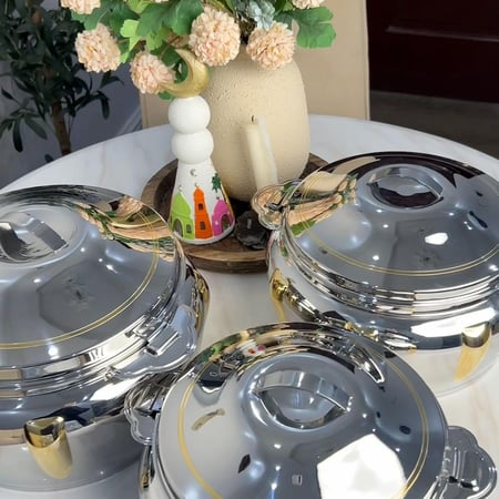 حافظة طعام ناب براديب السيف فضي ذهبي-استانلس استيل 10/18