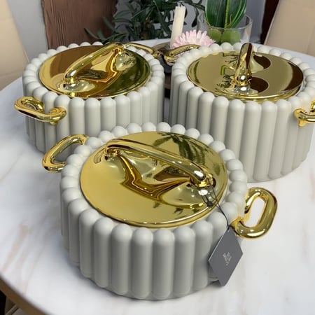 طقم حافظات طعام ملكي بتصميم مودرن رصاصي (3 قطع)