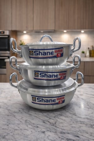 طقم مقلاة المنيوم باكستاني 3 قطع