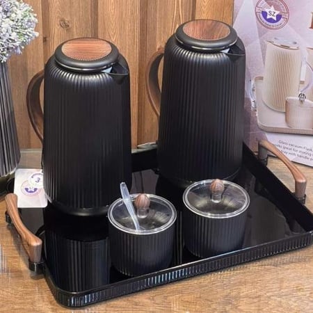 ترامس طقم 5 قطع ترمسين وصينية وتمرية وسكرية