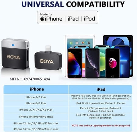 ميكروفون لاسلكي احترافي للأندرويد واللاب توب والأيباد BOYA