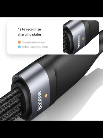 سلك بيسوس 3 في 1  بطول 1.2 متر  يدعم 100 واط بثلاث مخارج مختلفة - نايلون