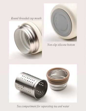 كوب السفر الحراري من السيراميك+ستانلس ستيل 500 مل