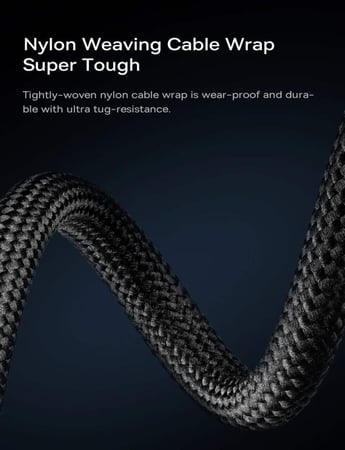 سلك بيسوس 2 في 1  تايب سي بطول 1.2 متر  يدعم 100 واط  - نايلون