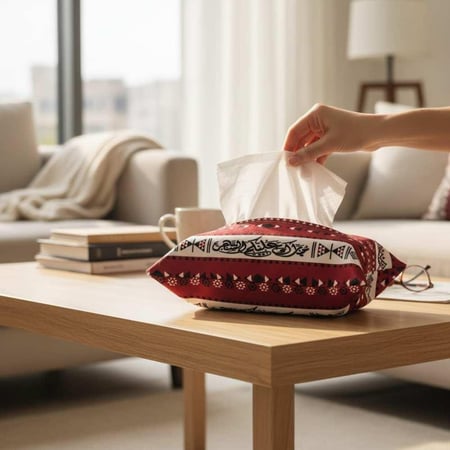 غطا علبة مناديل بنقشة تراثية مقاس 27* 17 سم