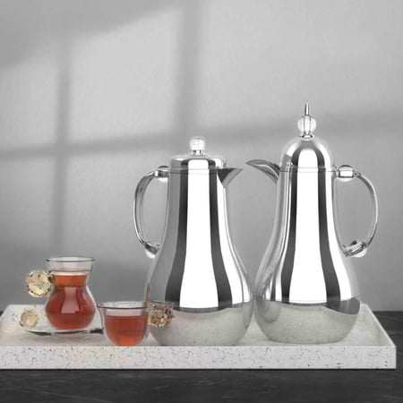 طم ترامس كروم استيل 1+1 لتر شاي وقهوة