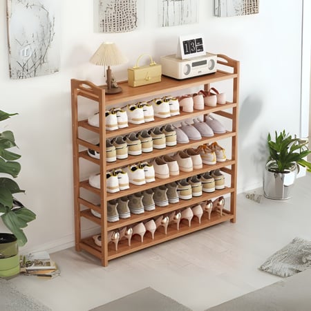 رف احذية خشب 6 طبقات