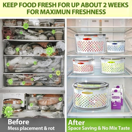 طقم علب بلاستيك 5 قطع مع مصفى دائرية