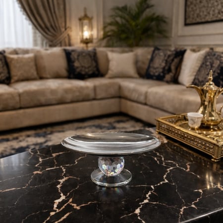 ستاند تقديم فاخر مسطح بقاعدة كريستالية أنيقة