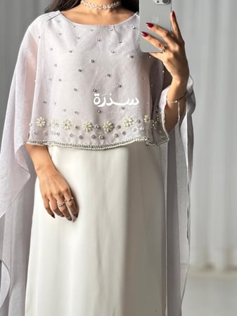 جلابية لينن مطرزه قطعتين