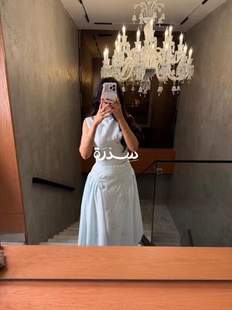 طقم ناعم لينن مزين بكرستالات